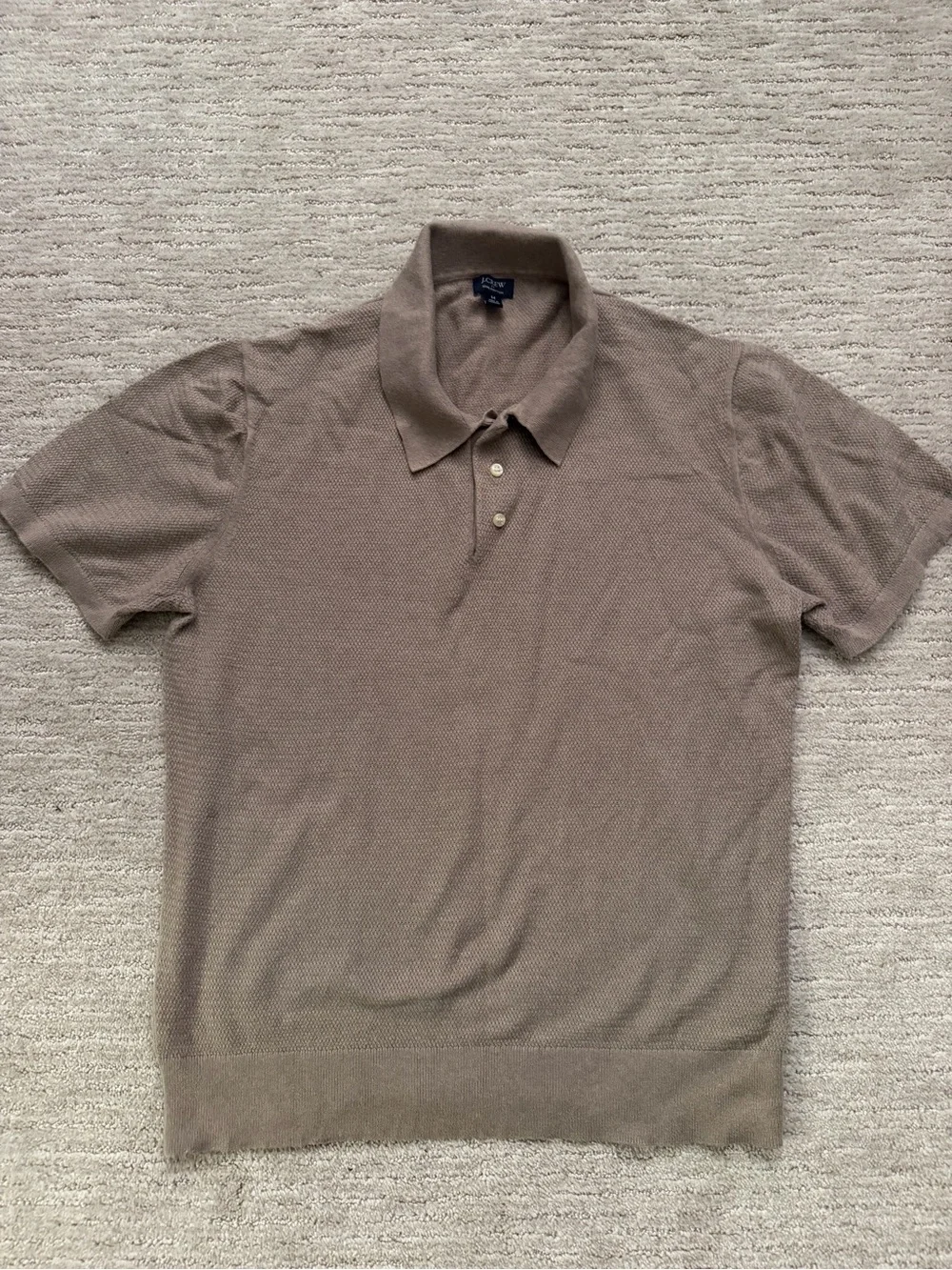 J. Crew Cotton Short Sleeve Sweater Polo in Taupe M